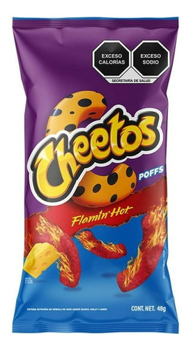 Cheetos Poffs Flamin' Hot (5 Bolsas De 44 Gr. C/u). Sabritas