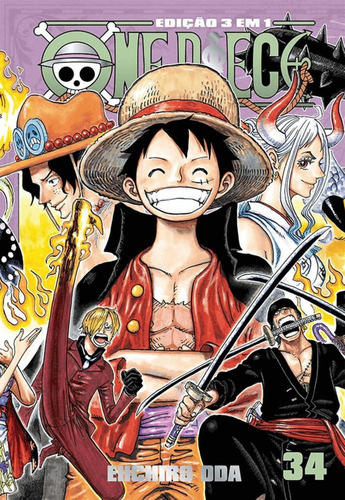 One Piece 3 Em 1 Vol. 34, De Eiichiro Oda. Editorial Panini; 34a Edição, Capa Mole Em Português, 2025