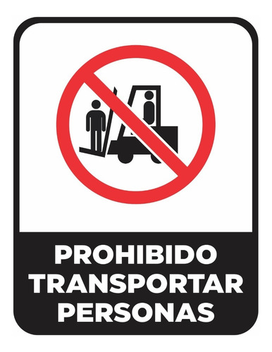 Cartel Prohibido Transportar Personal 22x28 Cm Alto Impacto
