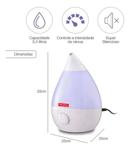 Umidificador Humidificador De Ar Fisher Price Ultrassônico Branco