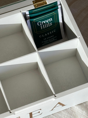 Caja De Te 6 Divisiones - Organizador Saquitos Blanco