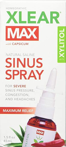 Xlear Max Homeopática Saline Nasal Spray Con Capsicum, 1,5 F
