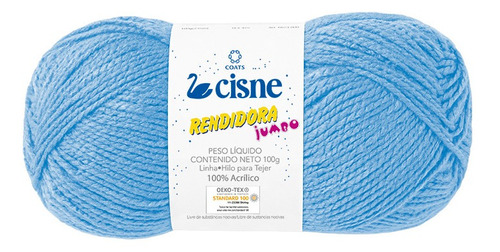 Lana Cisne Rendidora Jumbo X 5 Ovillos - 500gr Por Color Color Celeste Pastel 16015