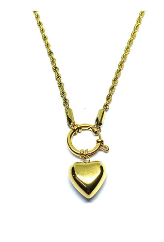 Collar Acero Inoxidable Dorado Caden Torsal Y Corazon 