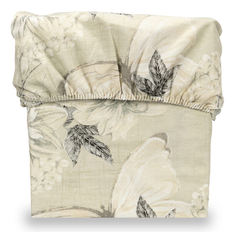 Lençol Casal Avulso Com Elástico Estampado 180 Fios 40 Cm Cor Borboletas Cáqui Desenho do tecido Estampas