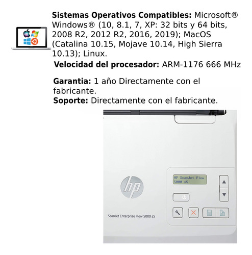 Escaner Hp Scanjet Enterprise Flow 5000 S5 6fw09a