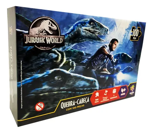Quebra Cabeça 100 Pçs - Jurassic World Blue E Irmãos - Mimo