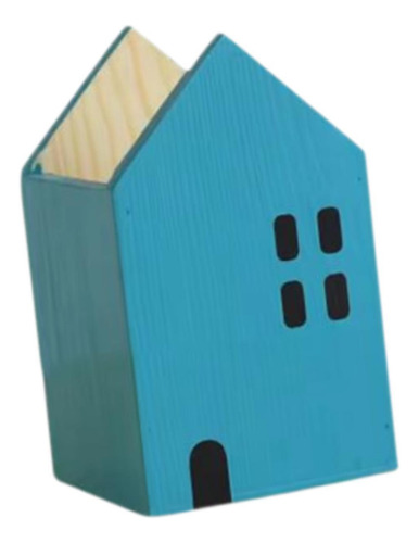 Porta-lápis Para Mesa, Lindo Porta-lápis De Madeira, Azul