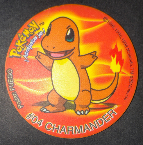 Taps Pokemon De Frito Lay - #04 Charmander - 1998 Original