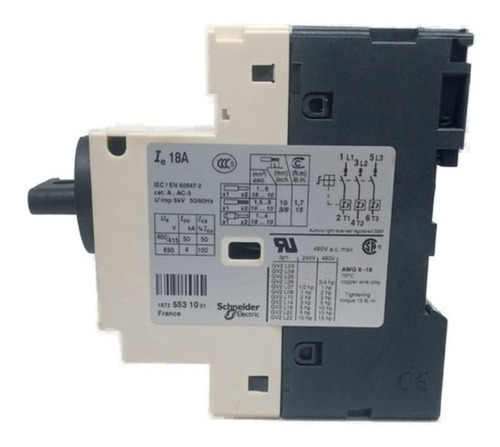Disjuntor Motor 18a Por Botao Giratorio Gv2l20 Schneider