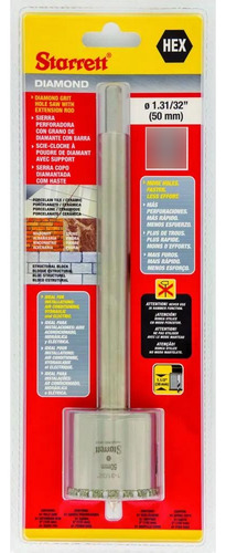 Serra Copo Diamantada 50mm Starrett De050m Haste 150mm