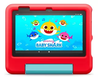 Tablet infantil Amazon Kids Fire 7 com capa 2022 de 32 GB, cor vermelha