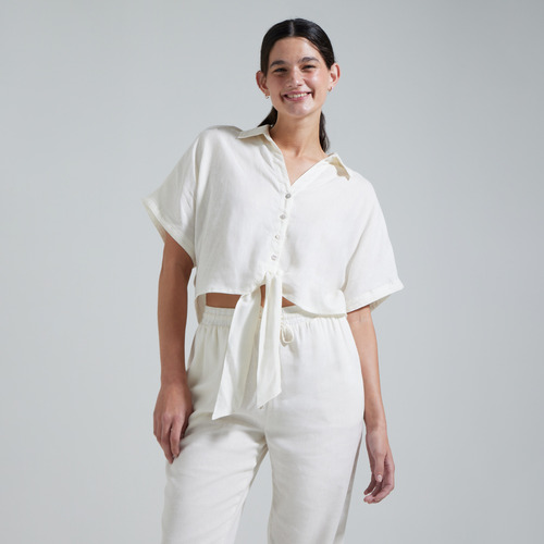 Camisa Mujer Ostu M/c Blanco Viscosa 40010146-10225