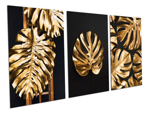 Quadros Decorativos Costela Adão Sala Escritório Quarto Cor Dourado