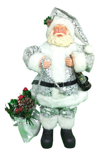 Papa Noel Artesanal 30cm #30960- Sheshu Navidad Color Plateado