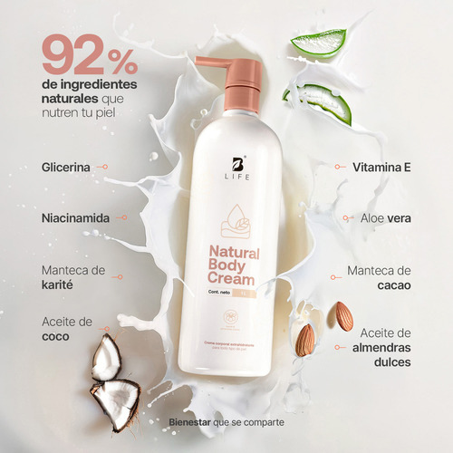 Crema Corporal Hidratante 1l. Con Karité Y Almendras. B Life Fragancia Karité Y Almendras Dulces