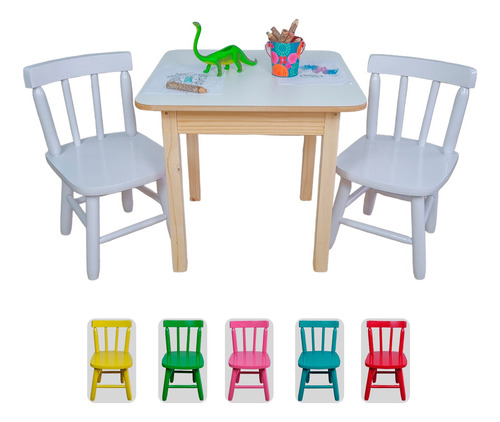 Conjunto Mesa Com Cadeirinhas Infantil Colorida Resistente 