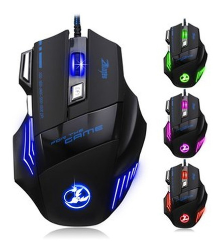 Mouse Gamer Jiexin 4000 Dpi X11 Rgb 7 Botones Usb 3.0/2.0