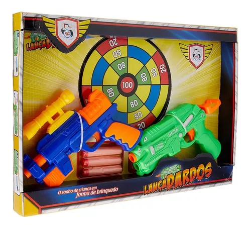 Brinquedo Infantil Pistola Lança Dardo Estilo Narf Com 6 Dardo E 2