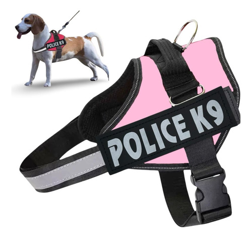 Peitoral Para Cachorro Porte Pequeno E Médio Confortável K9 Cor Rosa M Police K9 Tamanho da coleira M