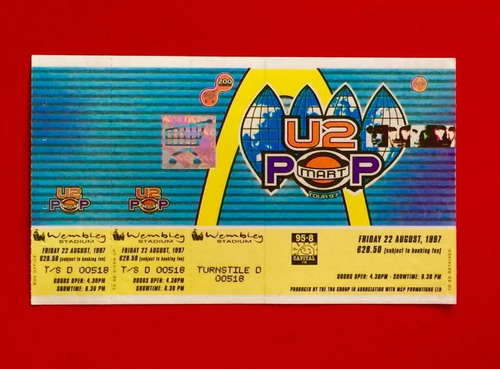 U2 Popmart Tour 1997 Boleto De Colección Memorabilia Wembley (Usado)