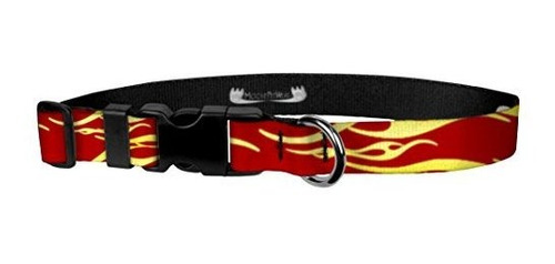 Moose Pet Wear Colorful Flame Print Dog Collar And Leash - W