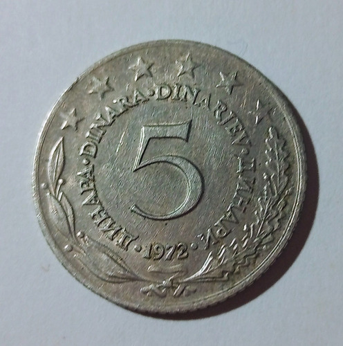 Moneda De Yugoslavia 5 Dinares 1972 V.f. Km57