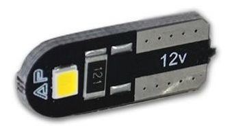 Lampada Led T10 0,4w 12v 2 Leds Canbus Branca Esmagada Caixa