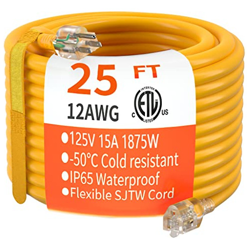 Cable De Extensión Para Exteriores De Calibre 12/3 De 25 Pie