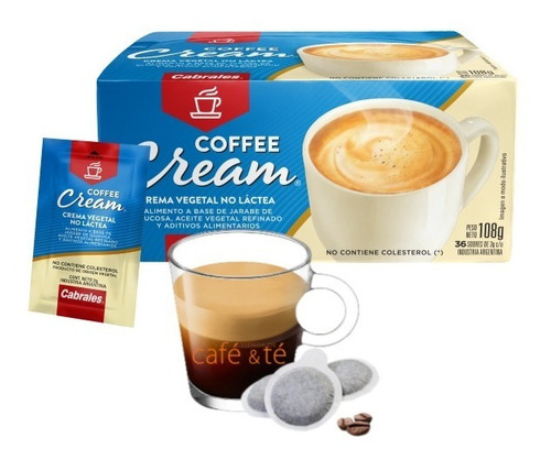 Imagen 1 de 6 de Coffee Cream Cabrales Leche Instant No Lactea Caja 36 Sobres
