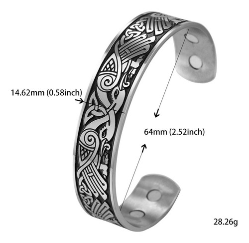 Imagen 3 de 10 de Pulsera Magnetica Hombre Energia Terapia Imanes Acero Plata