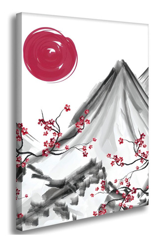 Quadro Decorativo Paisagem Pintura Japão Flores Arte Hd Tela