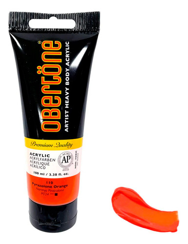 Tubo Pintura Acrilica Profesional Obertöne Heavy Body 100ml Color 110 Naranja Pirazolona