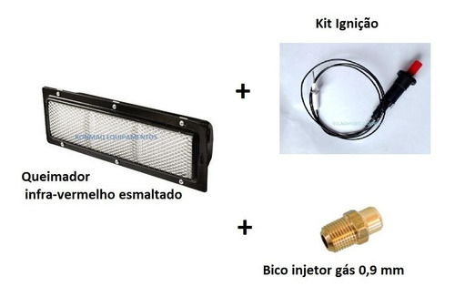 Queimador Esmaltado Gás Infravermelho Kit Ignitor E Injetor