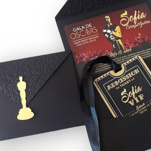 60 Tarjetas Invitación 15 Años Oscars Gala 5 Docenas