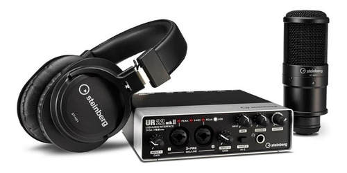 Kit Gravação Interface De Áudio Steinberg Ur22 Mk2 Mkii Usb Cor Preto