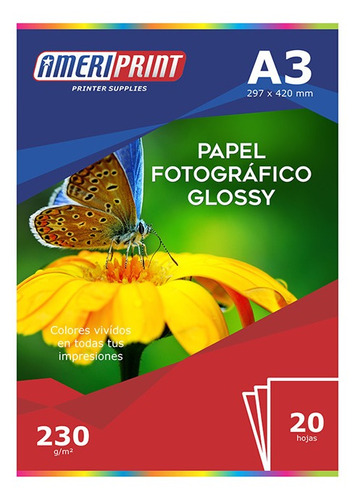 Papel Fotográfico Glossy A3 X20 230g Ameriprint