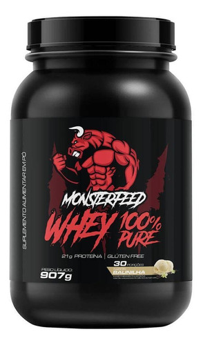 Whey 100% Pure 907g Monsterfeed Sabor Baunilha