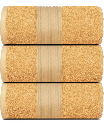 Set De Toallas De Baño De Algodón Beige De 3 Piezas, Grande