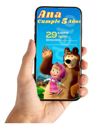 Invitación Digital Cumpleaños Masha Y El Oso