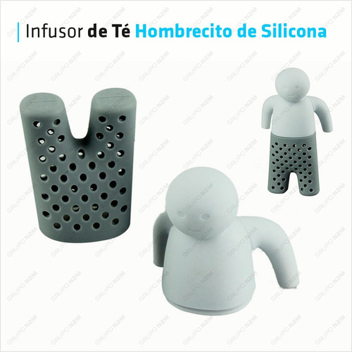 Imagen 2 de 10 de Infusor De Te En Hebra Filtro Colador Hombrecito De Silicona