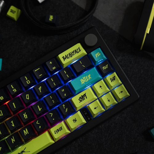 Ultraequipe Pbt Keycaps Cyberpunk Keycaps Brilham Através Do