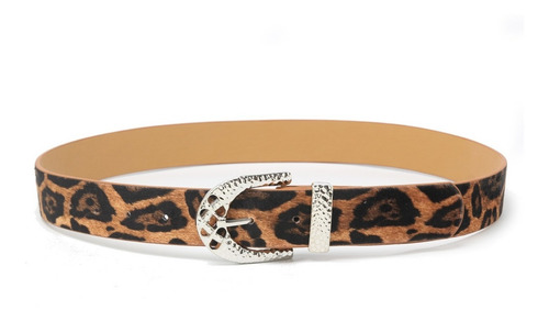 Imagen 2 de 2 de Cinturón Cinto Terciopelo Print Leopardo Mujer Hebilla Labra