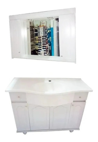 Juego Baño Mueble Vanitory Blanco 100 Cm Peinador