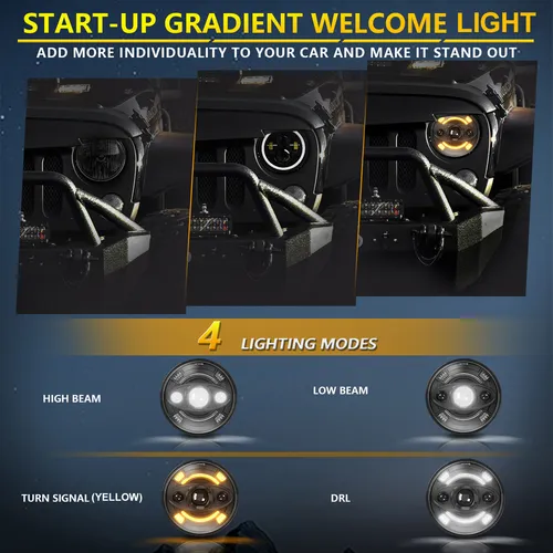 Faros Led De 7 Pulgadas, 1 Unidad, Luz Hi/lo Beam, Drl Y