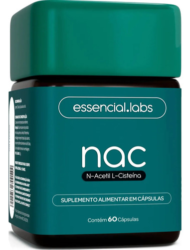 NAC 600mg - Fórmula Exclusiva com Máxima Concentração e Pureza - N-Acetil L-Cisteína - 60 Cápsulas