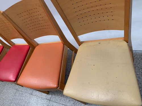 Set Juego 6 Sillas Madera Y Cuerina P/ Mesa Comedor Cocina
