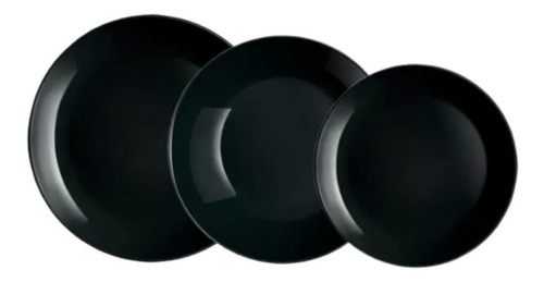 Set 6 Platos Trinche Grande Opal Luminarc Diwali Negro 25cm