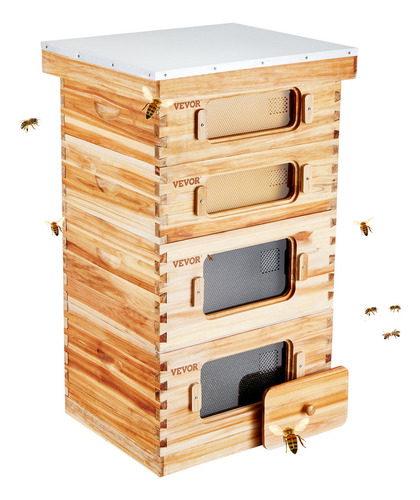Vevor Colmenas Con 40 Marcos Madera Cedro Recubierta Abejas