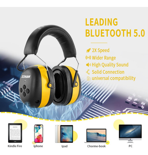 Protección Auditiva Bluetooth Zohan Em037, Nrr 25db Noise R